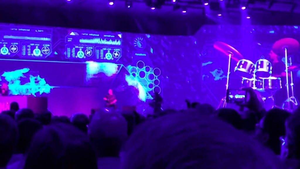 Gergő Borlai playing Aerodrums at the Intel Developer Forum 2016 opening show